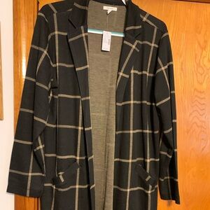 Black Plaid Open Front Blazer Maurices